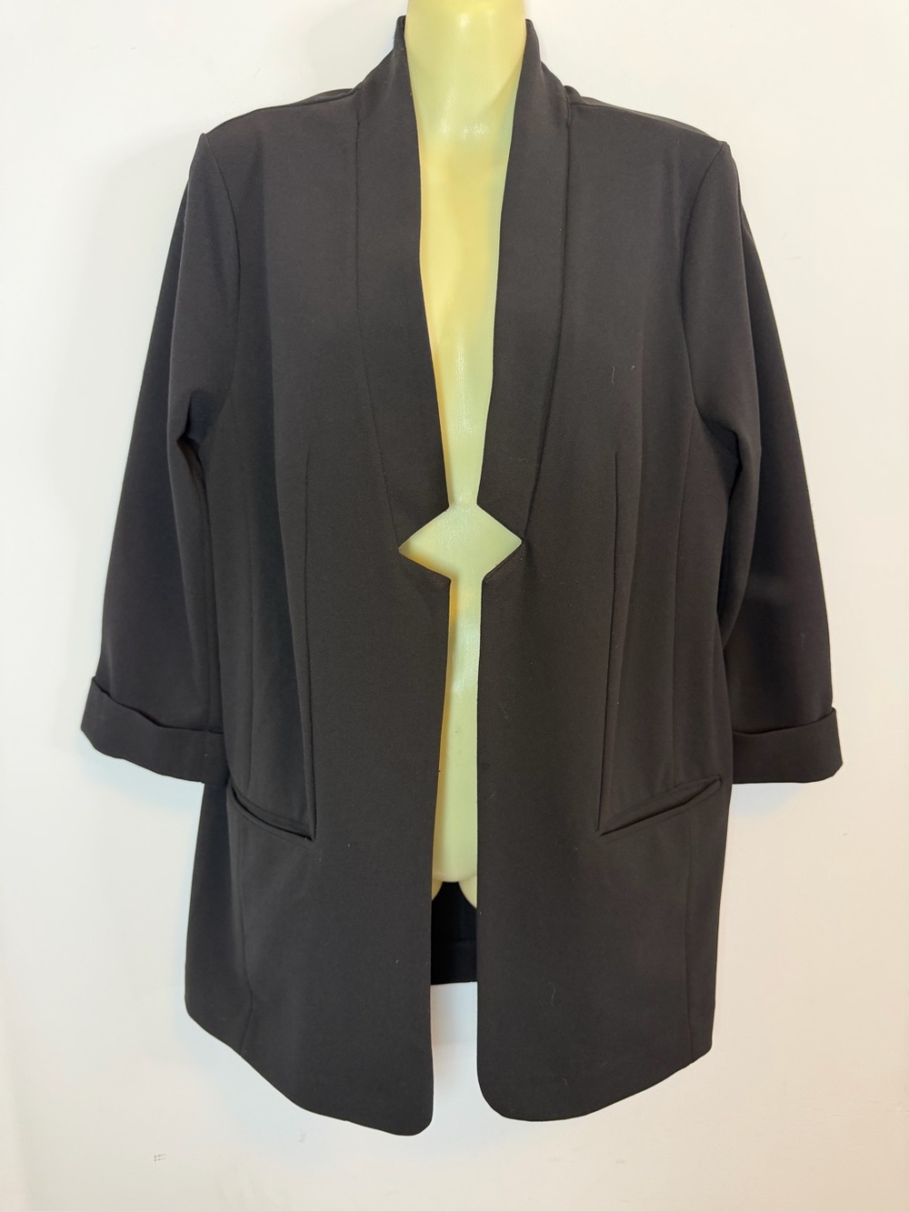 Express Stretch Black Notched Collar Long Line Blazer